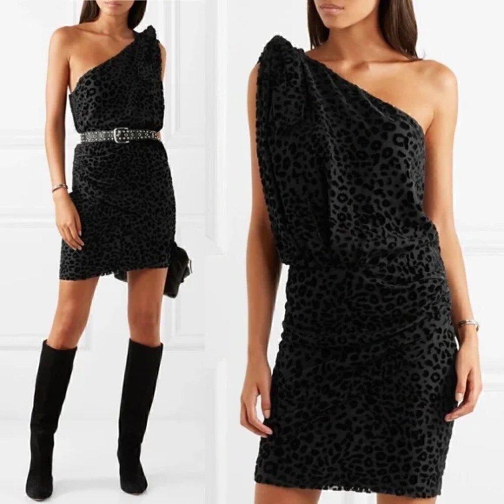 New IRO Moon Animalier Crepe Black Mini Cocktail Dress NWT 0 US/XS
